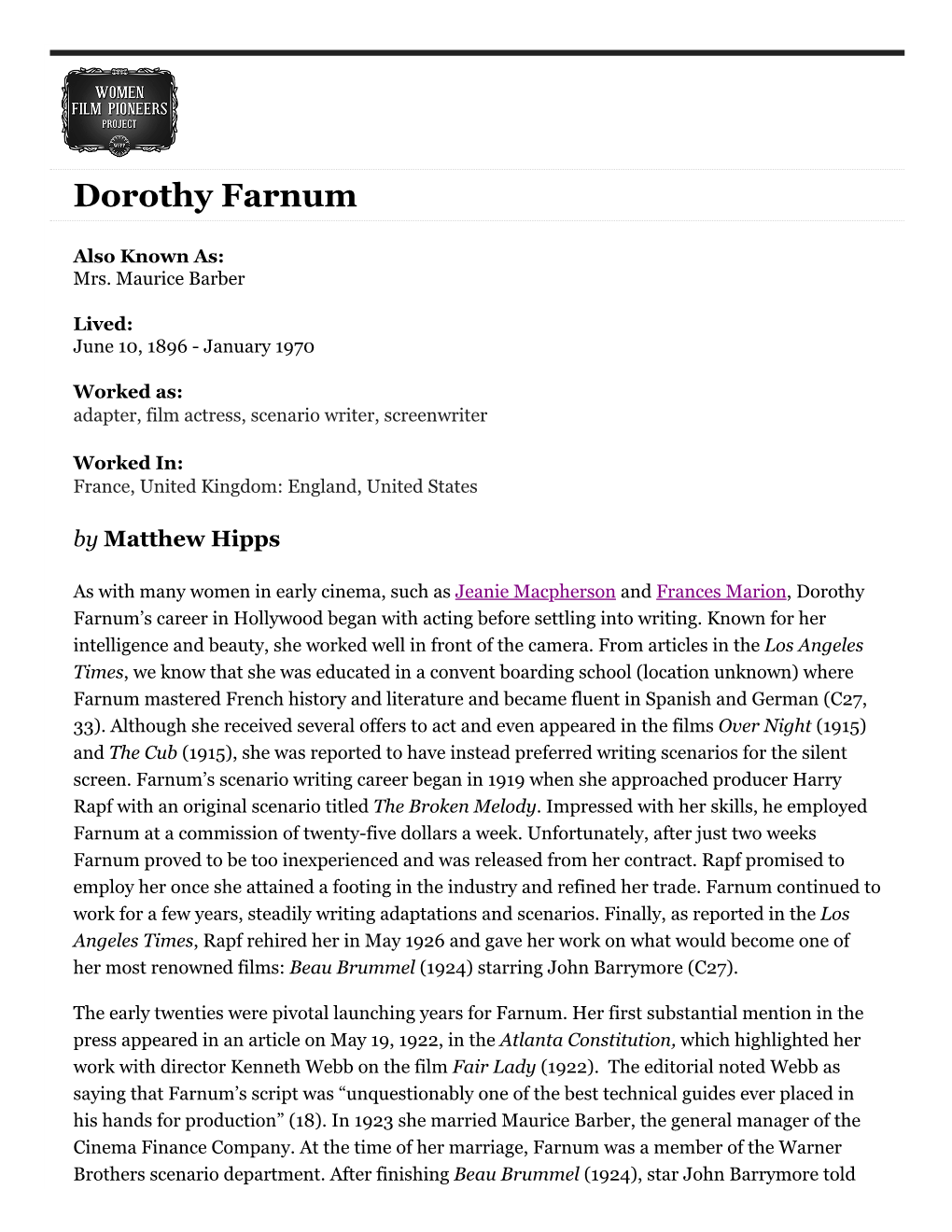 Dorothy Farnum