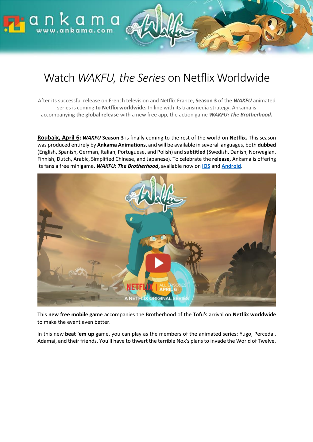 Watch WAKFU, the Serieson Netflix Worldwide