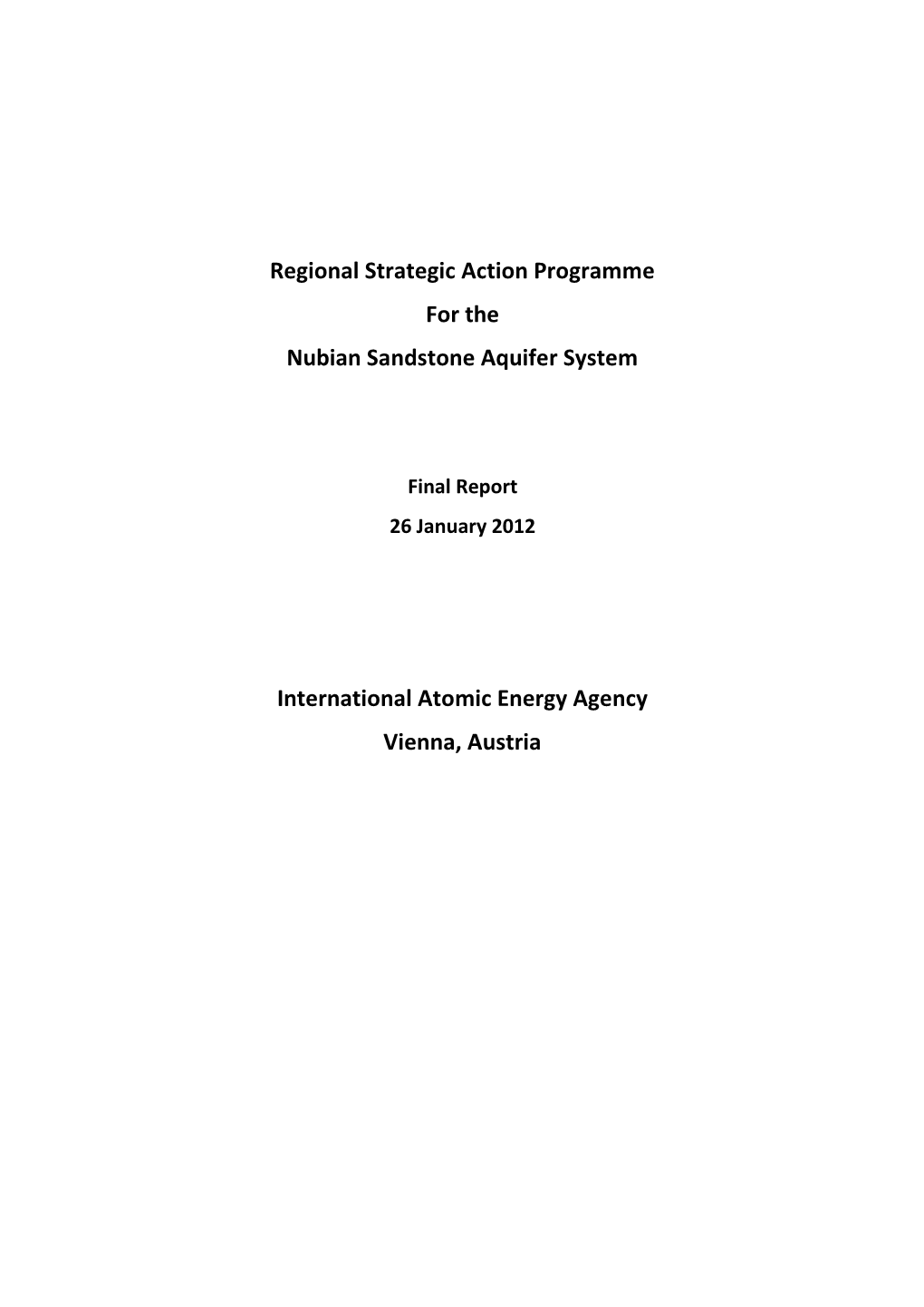 Regional Strategic Action Programme for the Nubian Sandstone Aquifer System