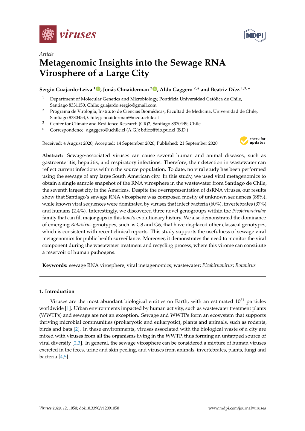 Metagenomic Insights Into the Sewage RNA Virosphere of a Large City