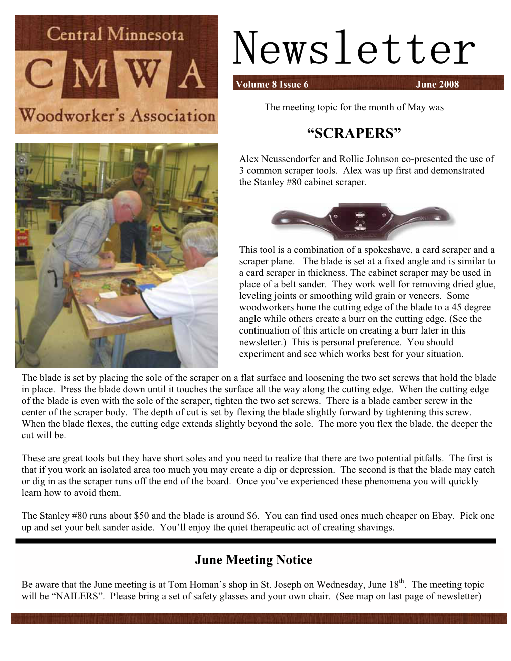 Newsletter Volume 8 Issue 6 June 2008