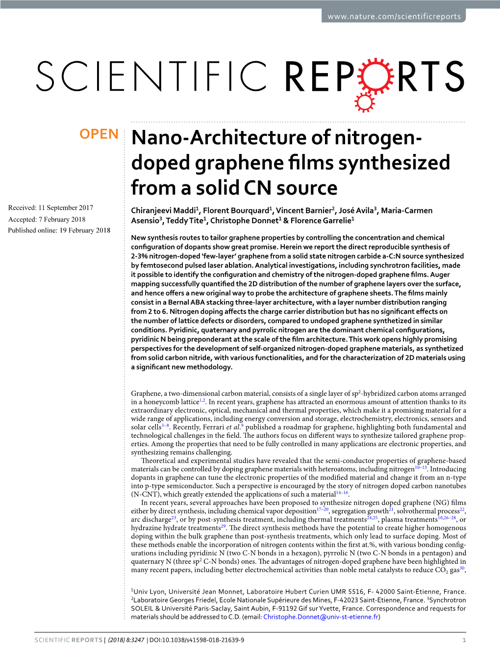 Doped Graphene Films Synthesized from a Solid CN Source