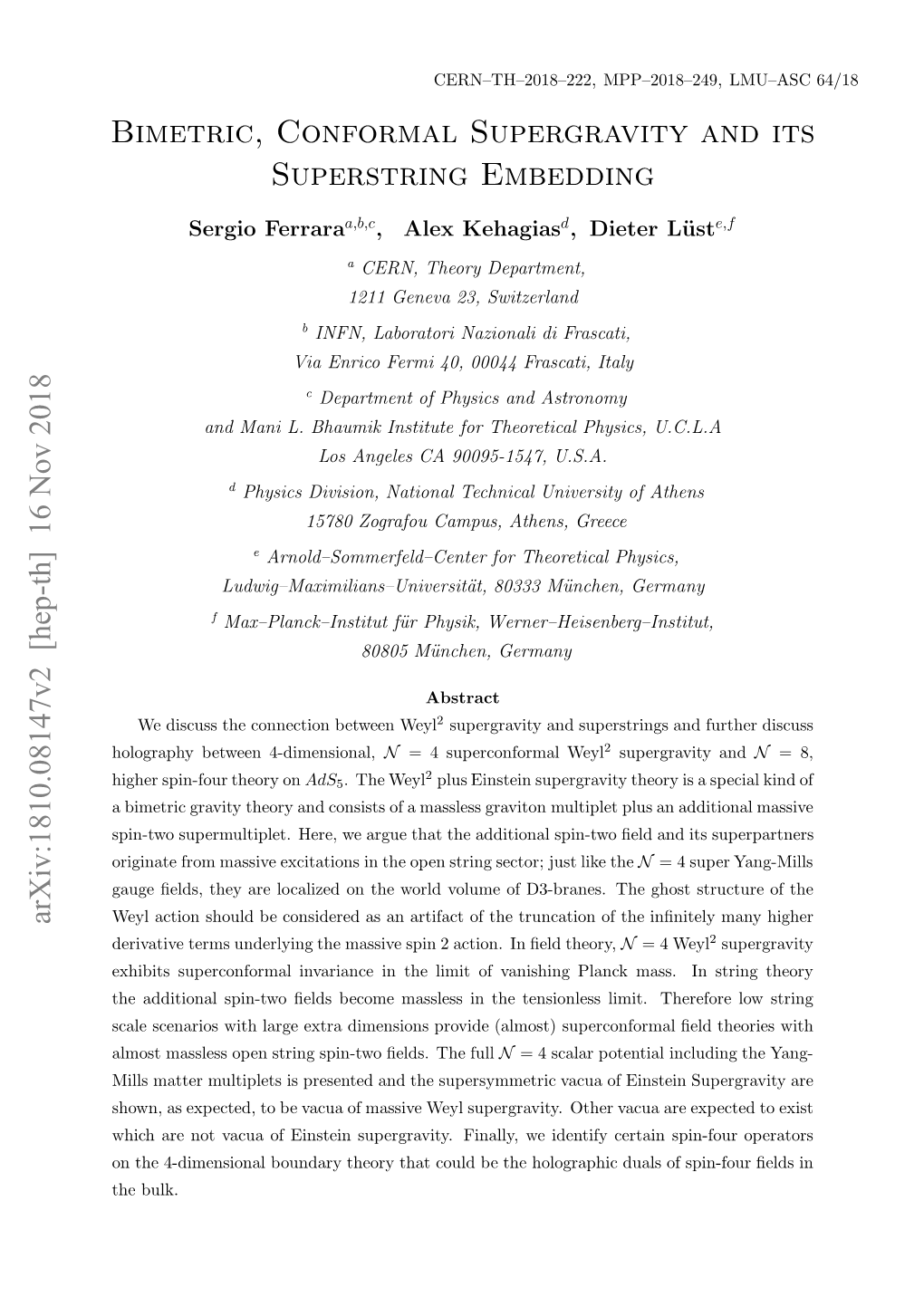 Bimetric, Conformal Supergravity and Its Superstring Embedding