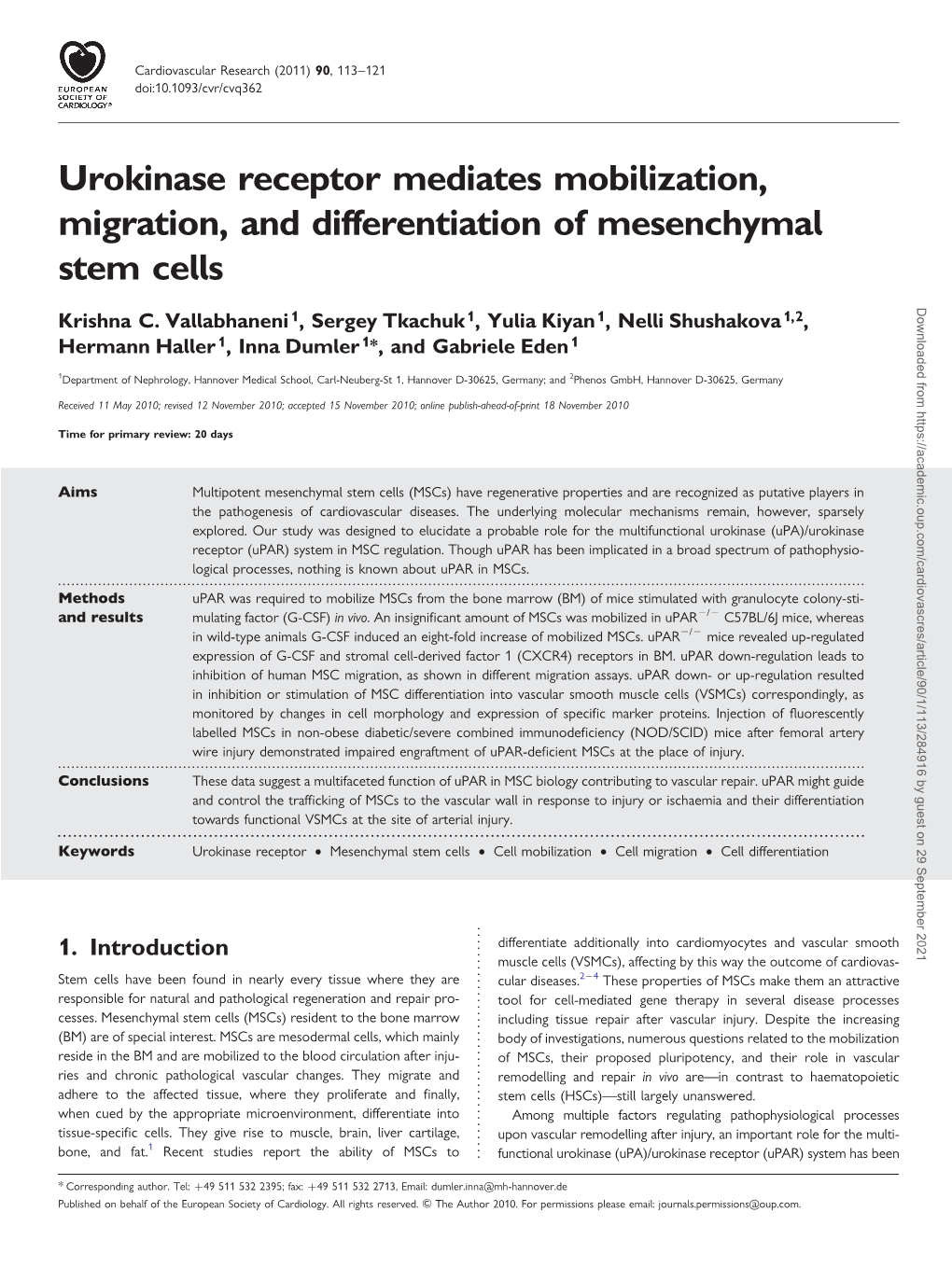 Urokinase Receptor Mediates Mobilization, Migration, And