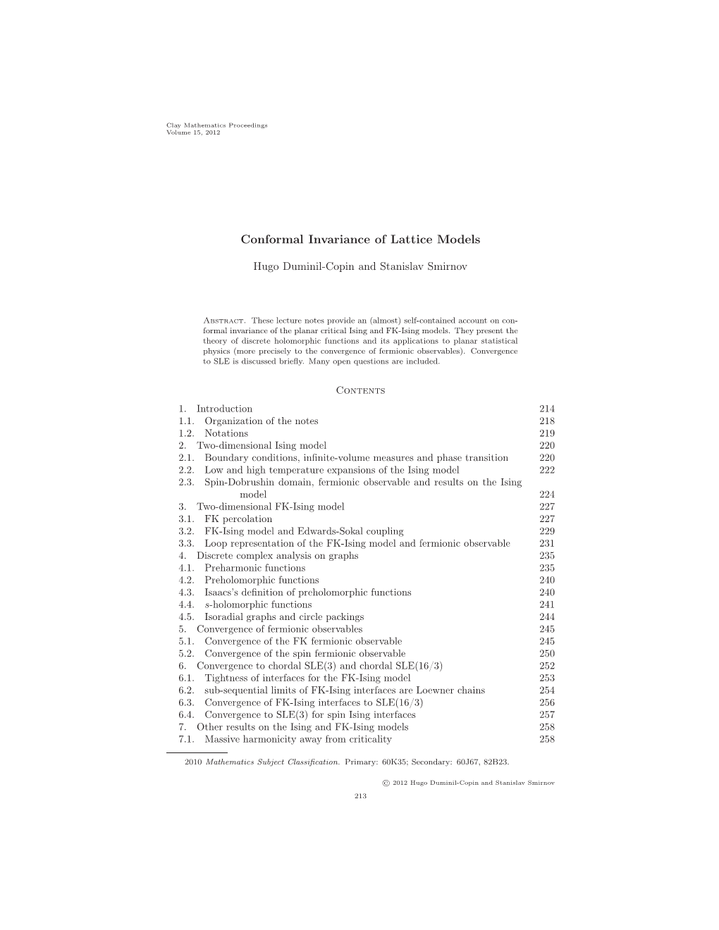 Conformal Invariance of Lattice Models