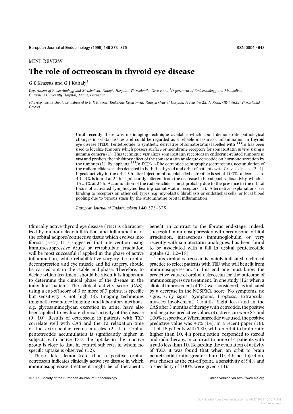 The Role of Octreoscan in Thyroid Eye Disease