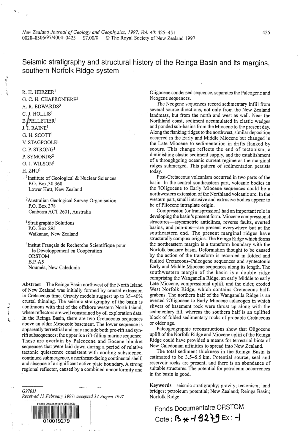 Seismic Stratigraphy and Structurel History of the Reinga Basin and Its