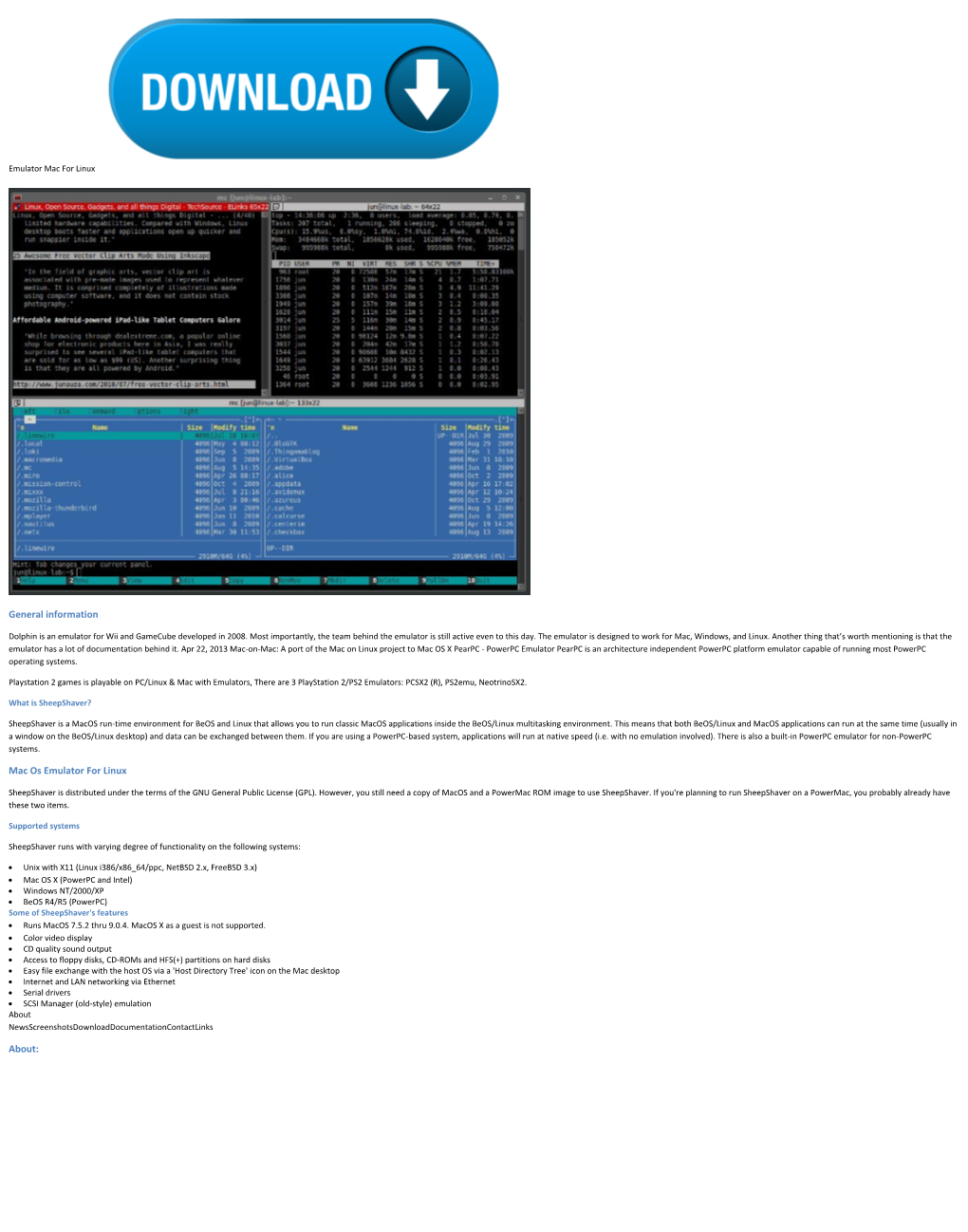 General Information Mac Os Emulator for Linux About