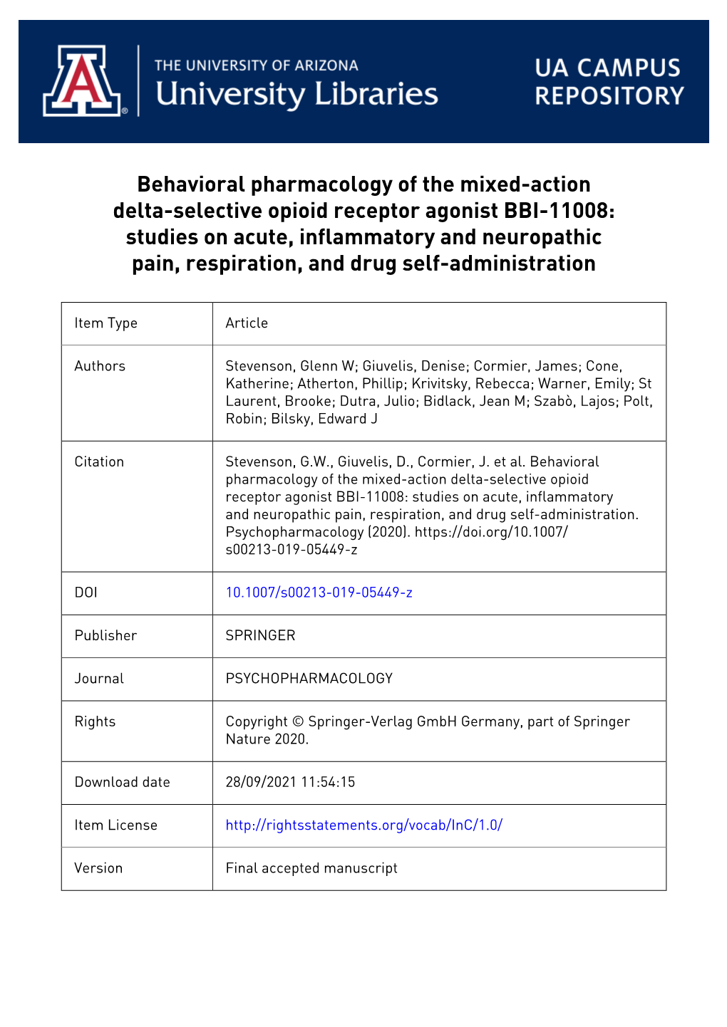 1 Behavioral Pharmacology of the Mixed-Action