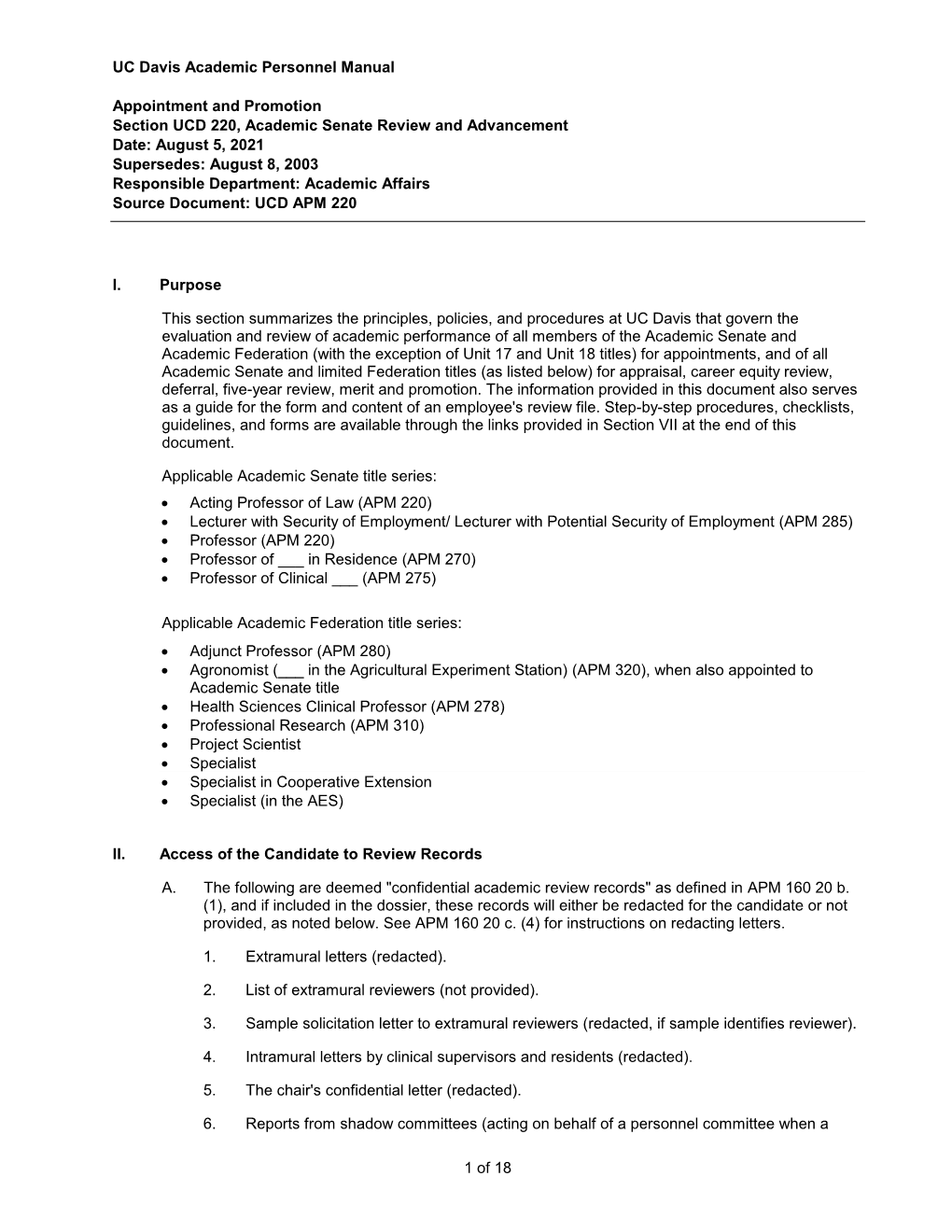 UC Davis Academic Personnel Manual
