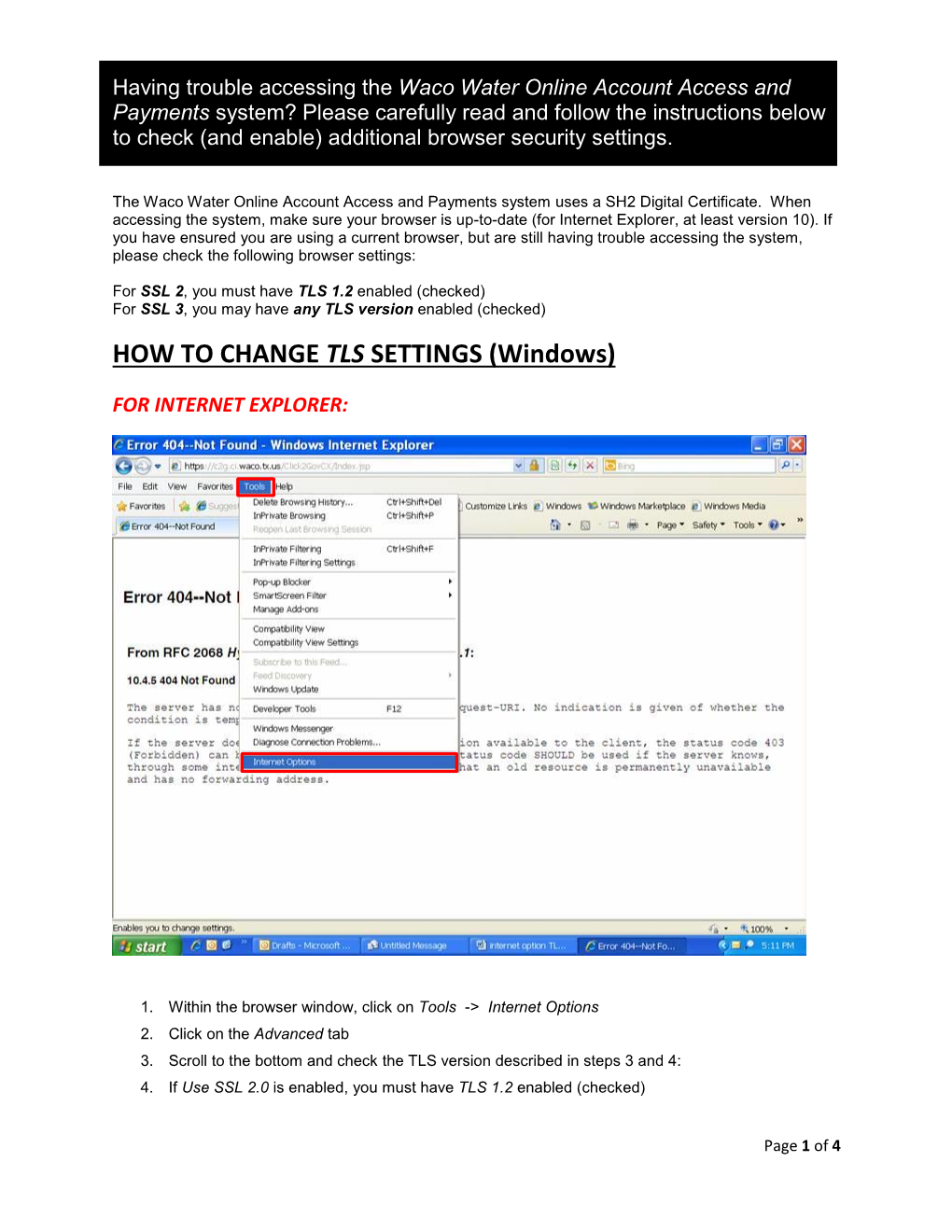 HOW to CHANGE TLS SETTINGS (Windows)