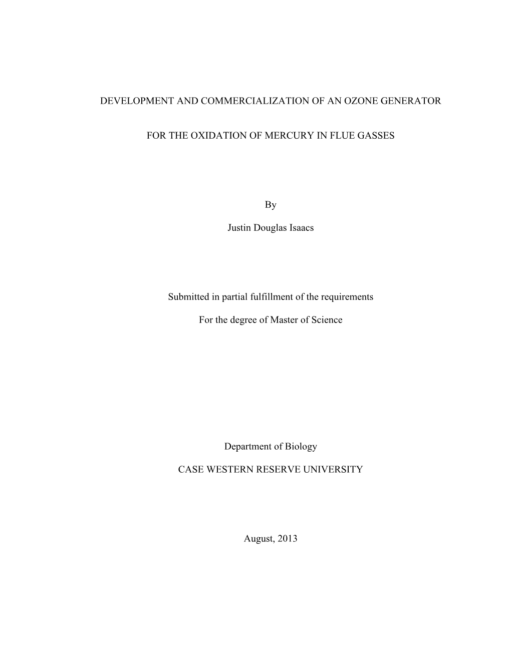 Development and Commercialization of an Ozone Generator