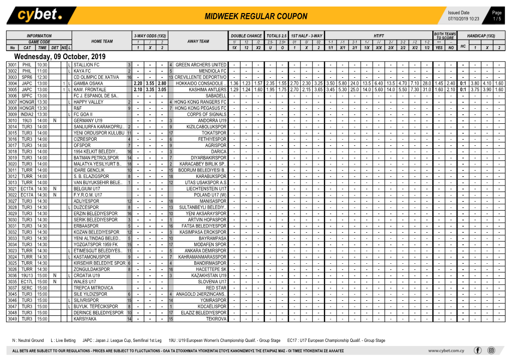 Midweek Regular Coupon 07/10/2019 10:23 1 / 5