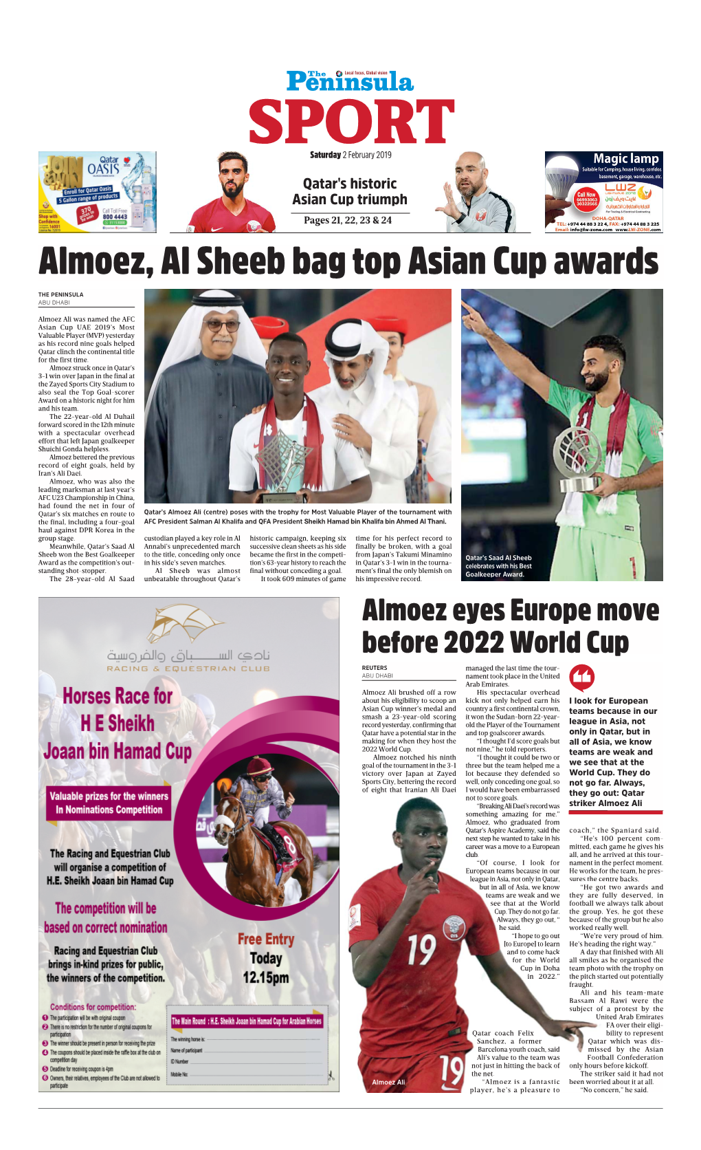 Almoez, Al Sheeb Bag Top Asian Cup Awards