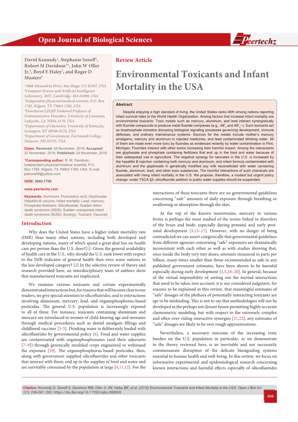 Environmental Toxicants and Infant Mortality in the USA
