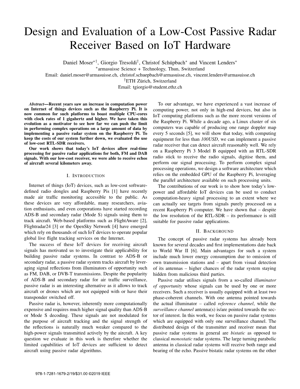 Design and Evaluation of a Low-Cost Passive Radar Receiver Based on Iot Hardware