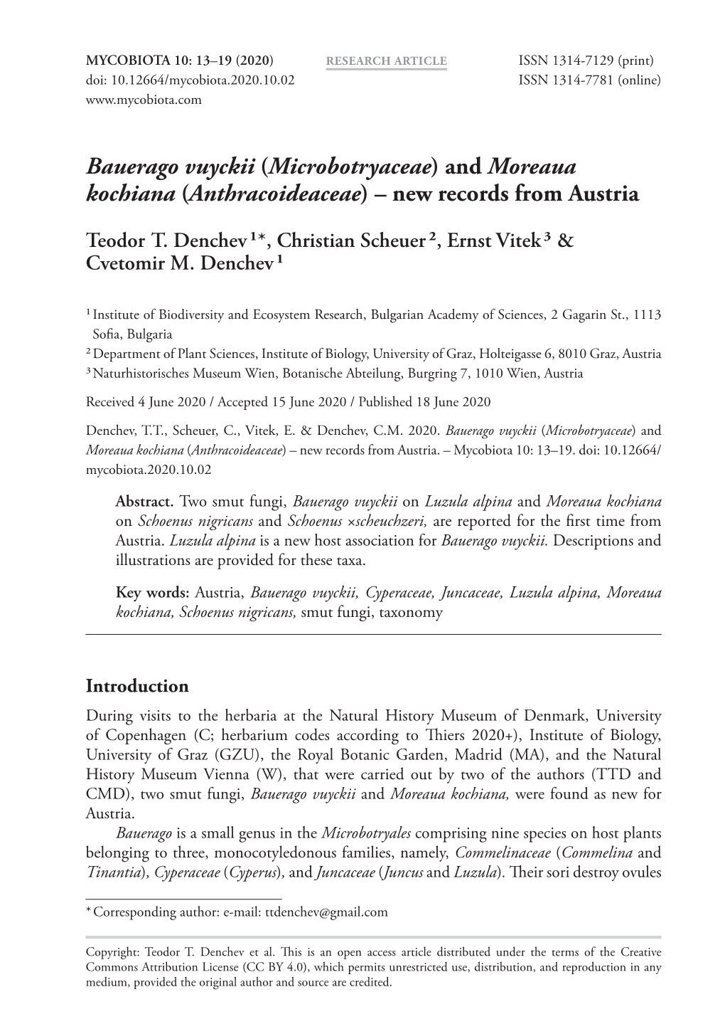 And Moreaua Kochiana (Anthracoideaceae) – New Records from Austria