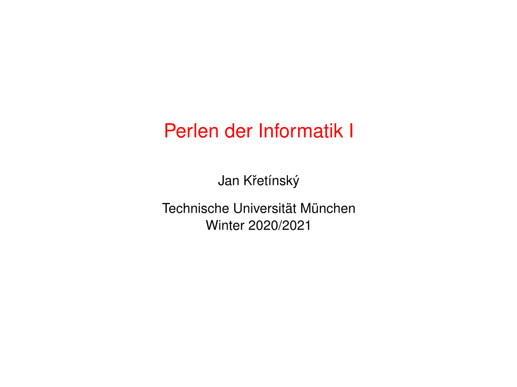 Perlen Der Informatik I