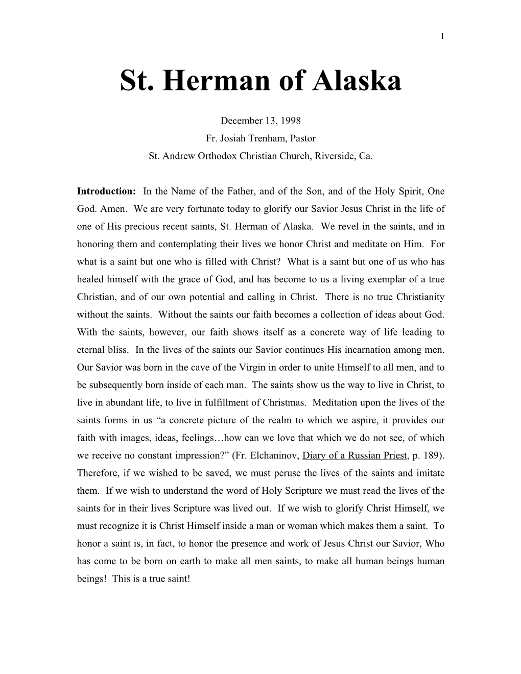 St. Herman of Alaska