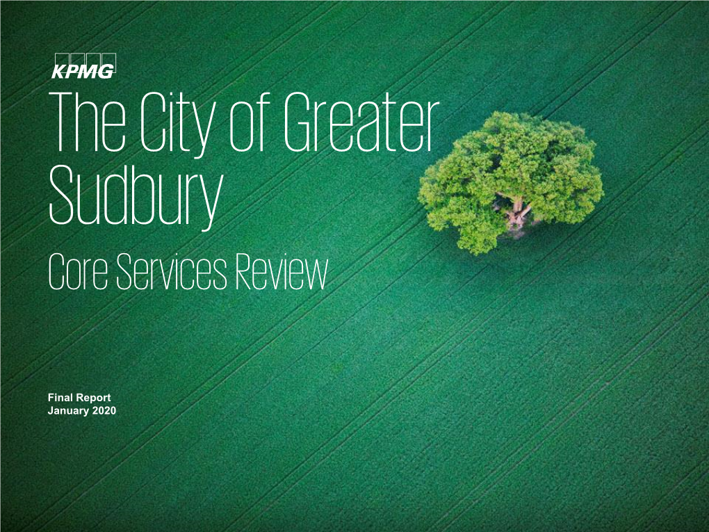 The City of Greater Sudbury Core Services Review