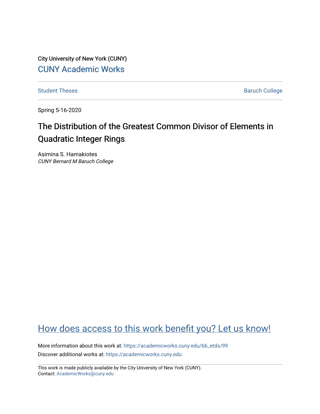 The Distribution of the Greatest Common Divisor of Elements in Quadratic Integer Rings