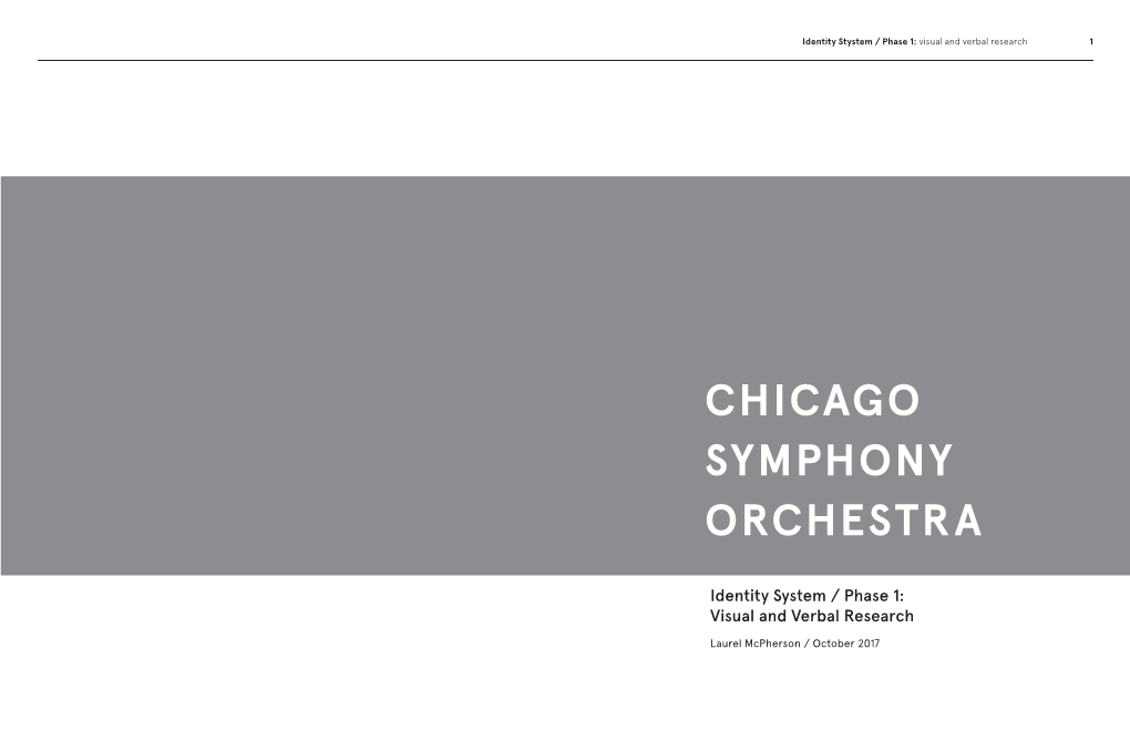 Hicago Ymphony Rchestra CHICAGO SYMPHONY ORCHESTRA