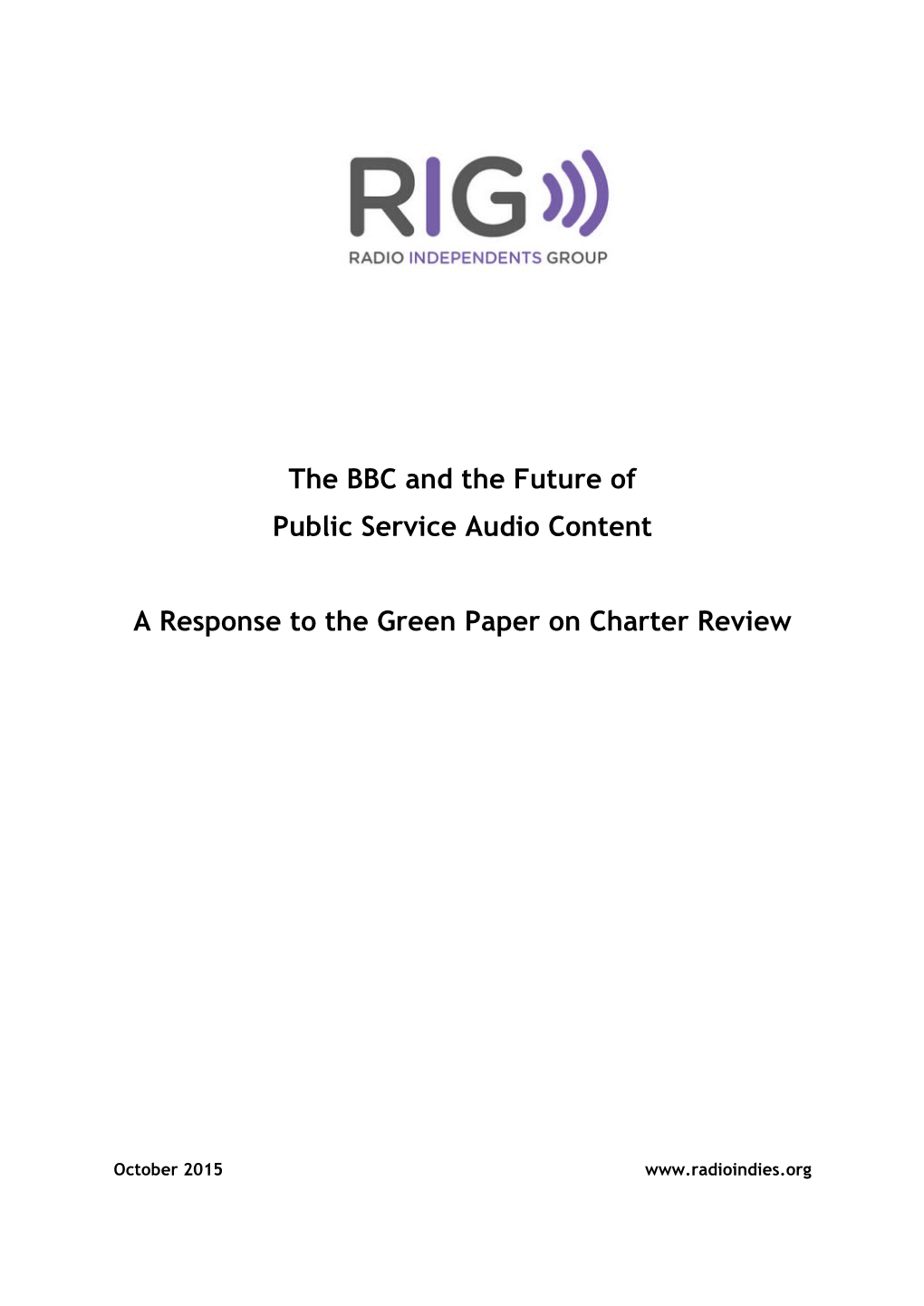 Response to DCMS BBC Charter Review Green Paper