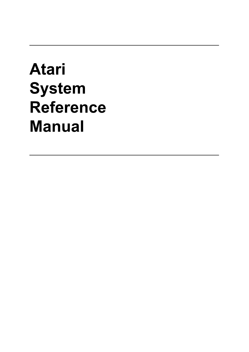 Atari System Reference Manual