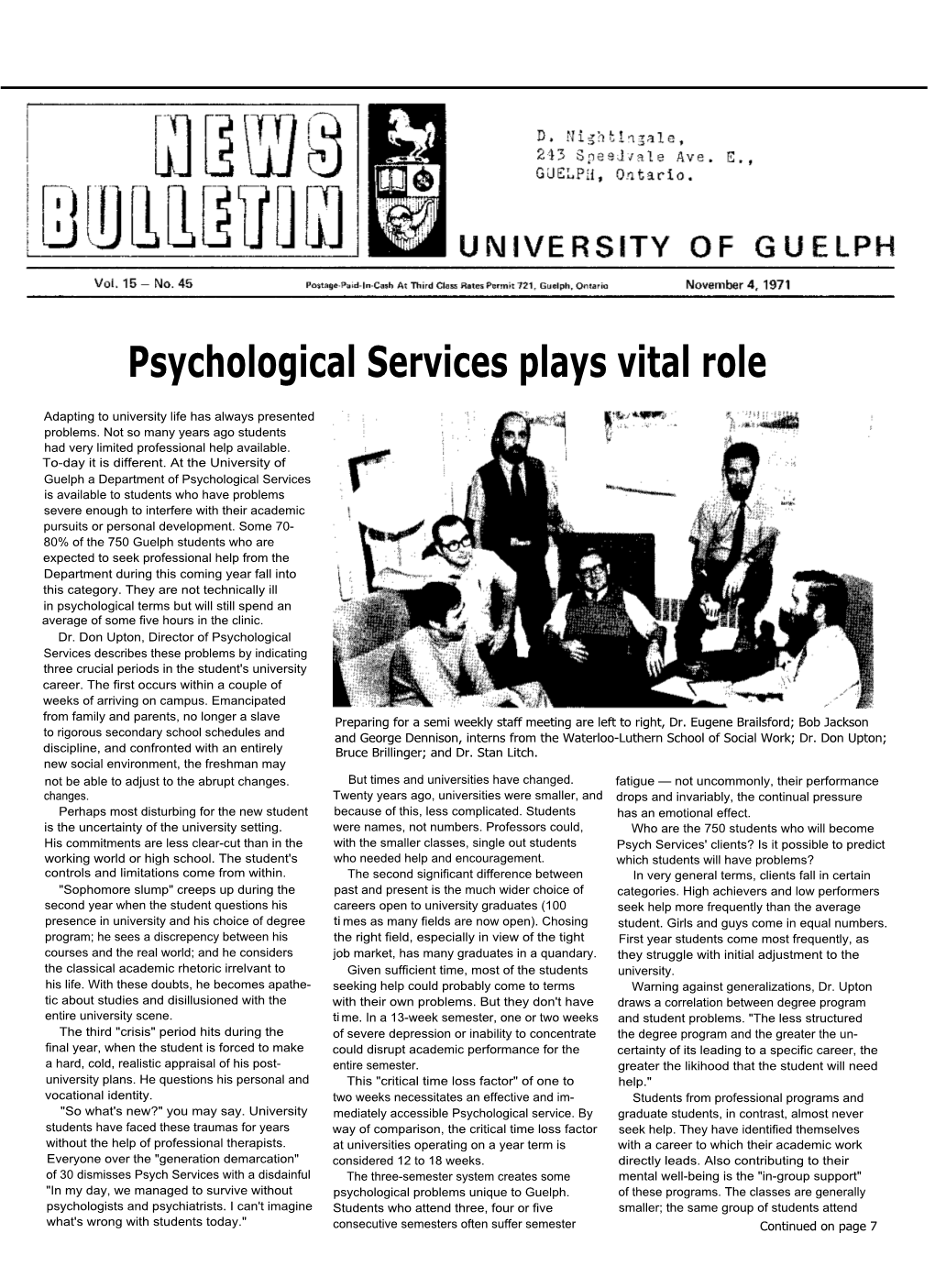 Psychological Services Plays Vital Role