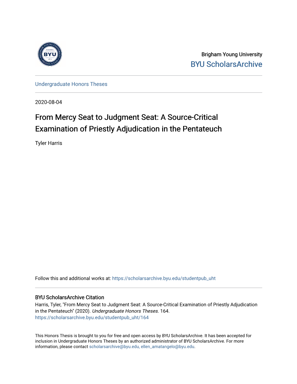 From Mercy Seat to Judgment Seat: a Source-Critical Examination of Priestly Adjudication in the Pentateuch