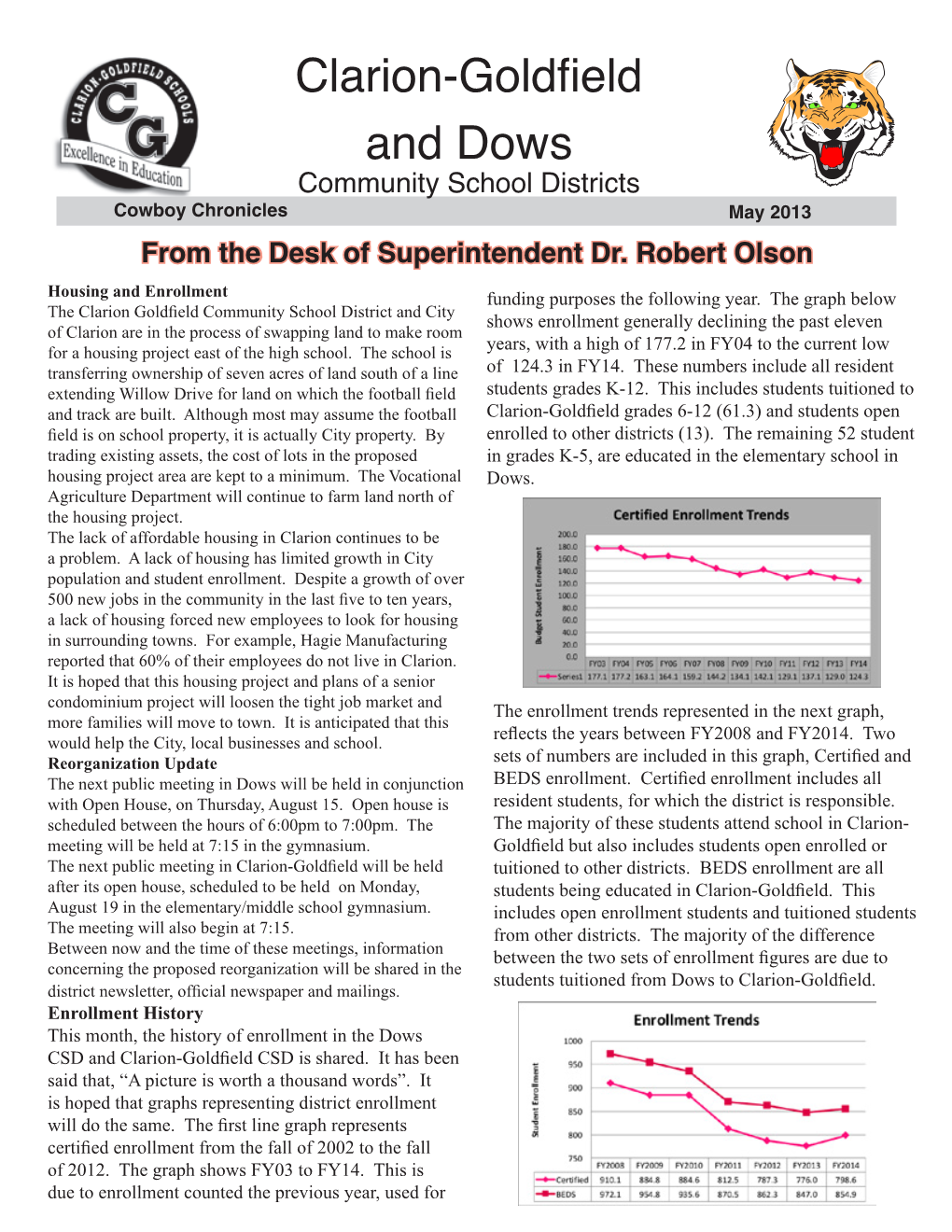 May 2013 from the Desk of Superintendent Dr