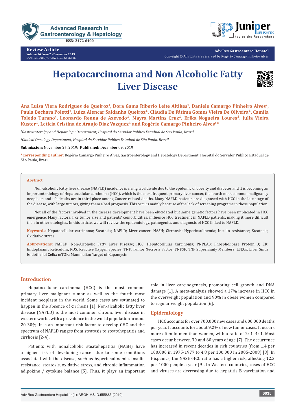 Hepatocarcinoma and Non Alcoholic Fatty Liver Disease