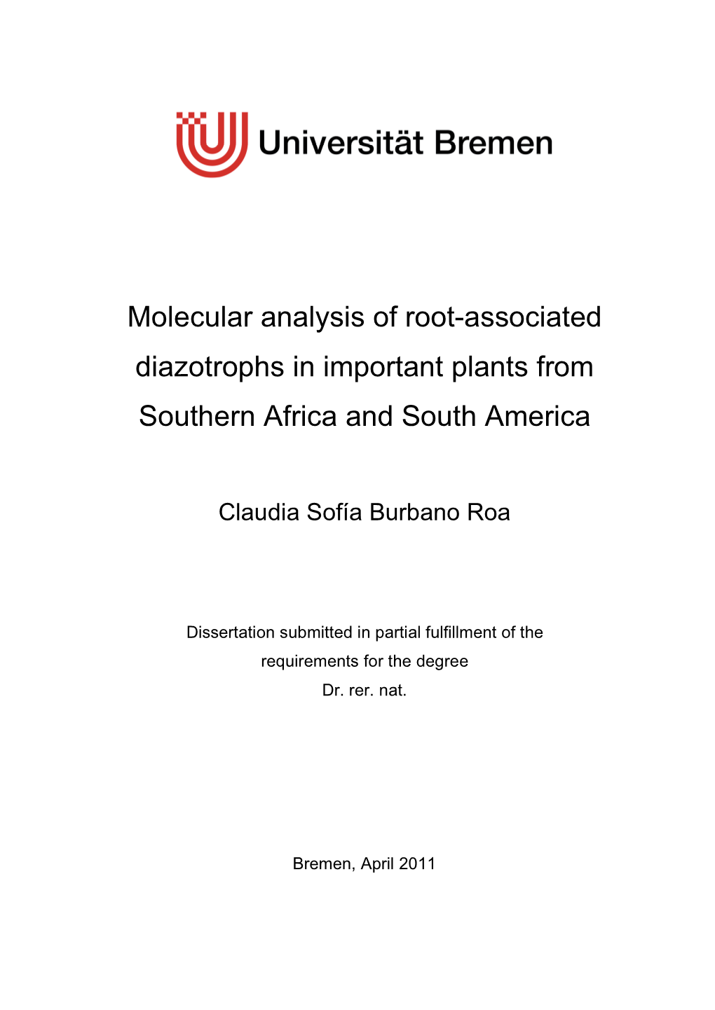 Molecular Analysis of Root-Associated Diazotrophs in Important Plants from Southern Africa and South America