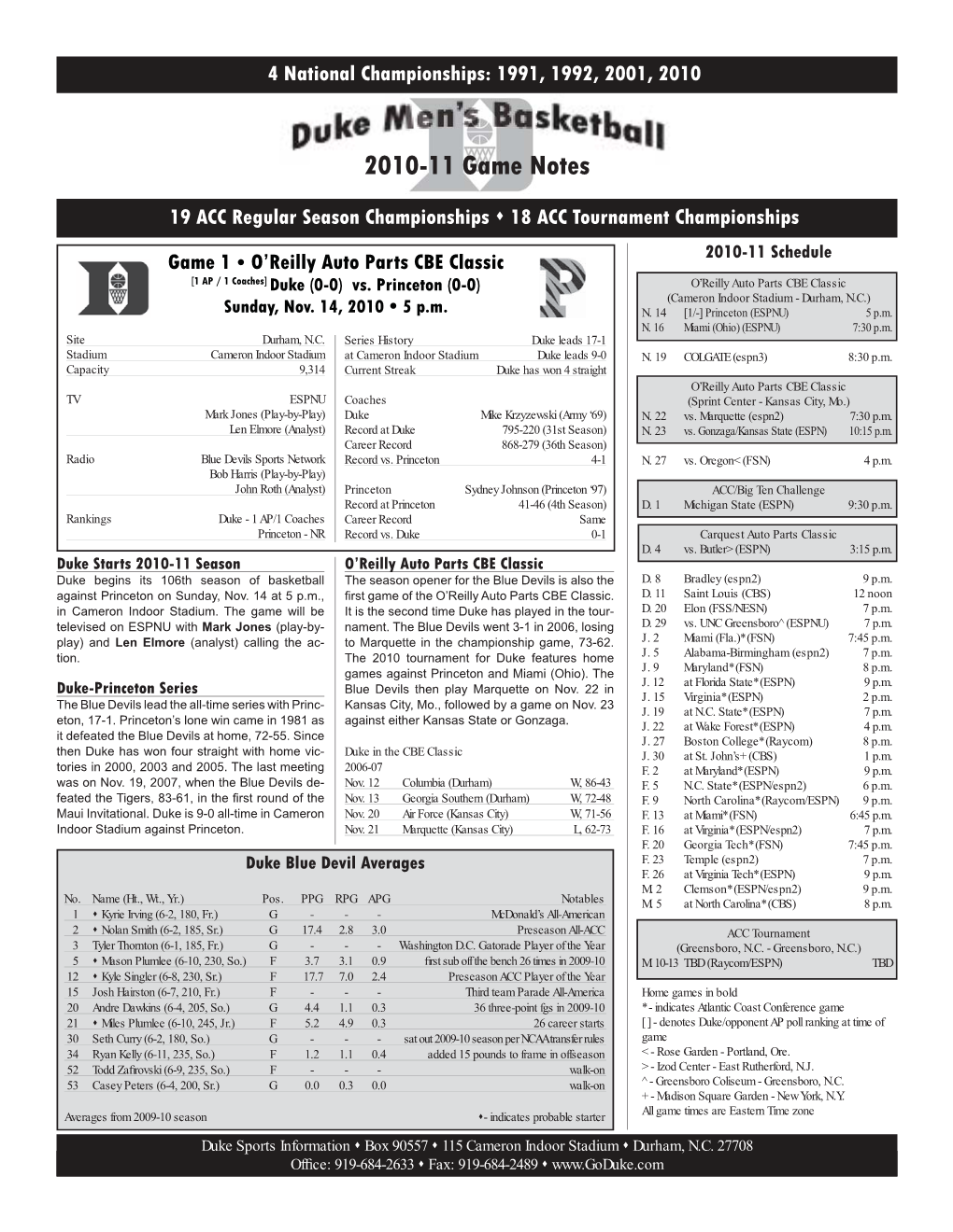 2010-11 Game Notes.Indd