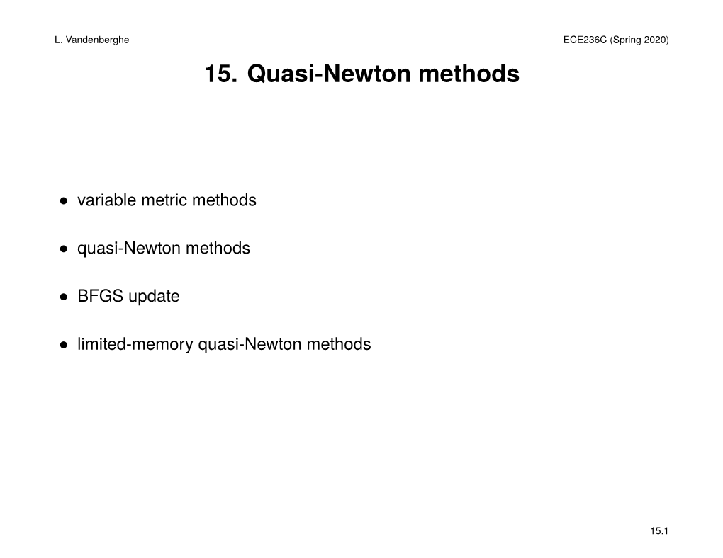 15. Quasi-Newton Methods