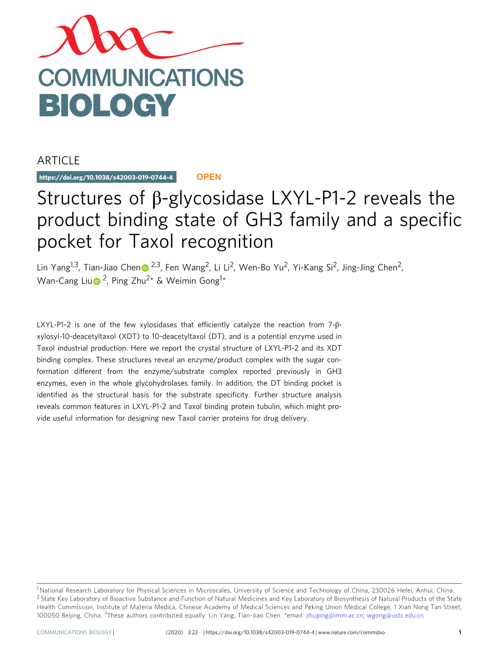 Structures of Î²-Glycosidase LXYL-P1-2 Reveals the Product