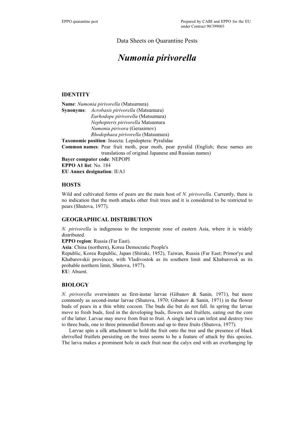 Data Sheets on Quarantine Pests