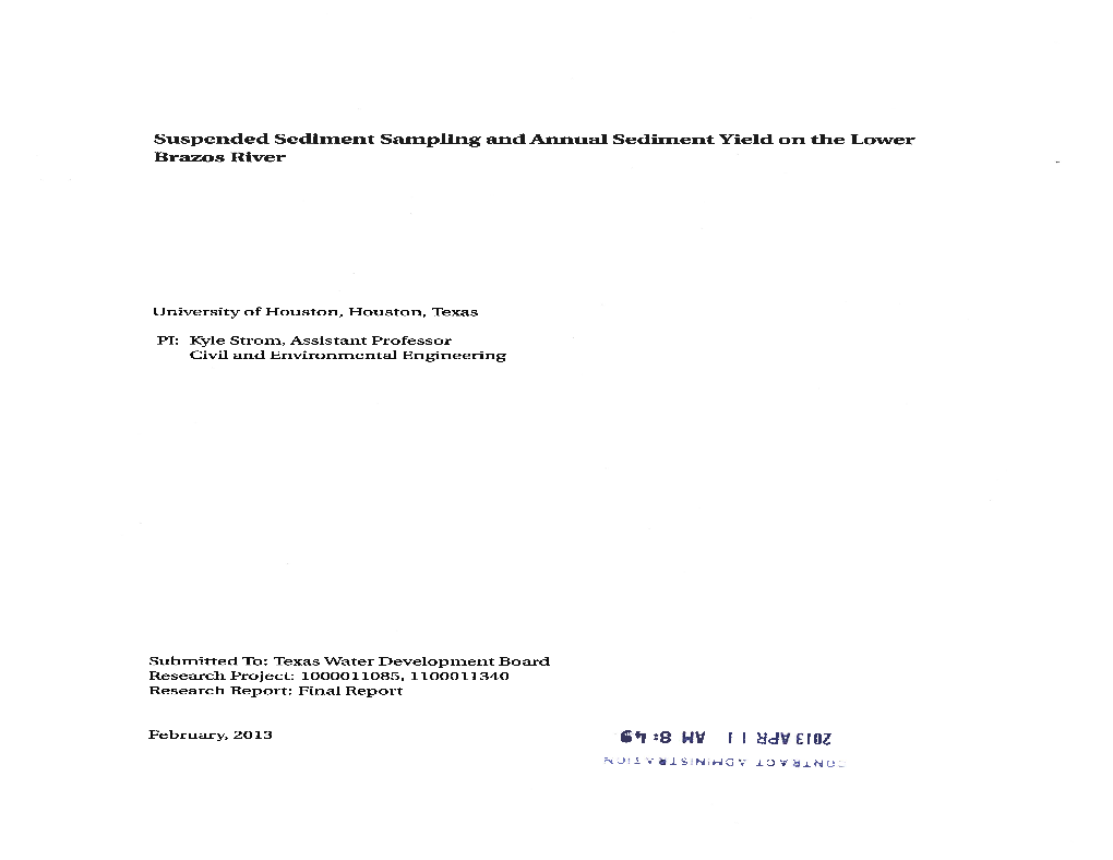 Suspended Sediment Sampling and Annual Sediment Yield on the Lower Brazos River