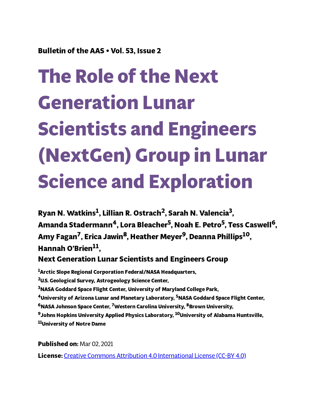 The Role of the Next Generation Lunar Scientists and Engineers (Nextgen) Group in Lunar Science and Exploration