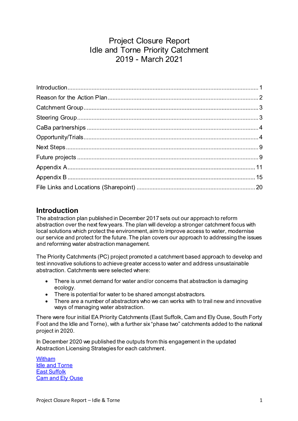 Project Closure Report Idle and Torne Priority Catchment 2019 - March 2021