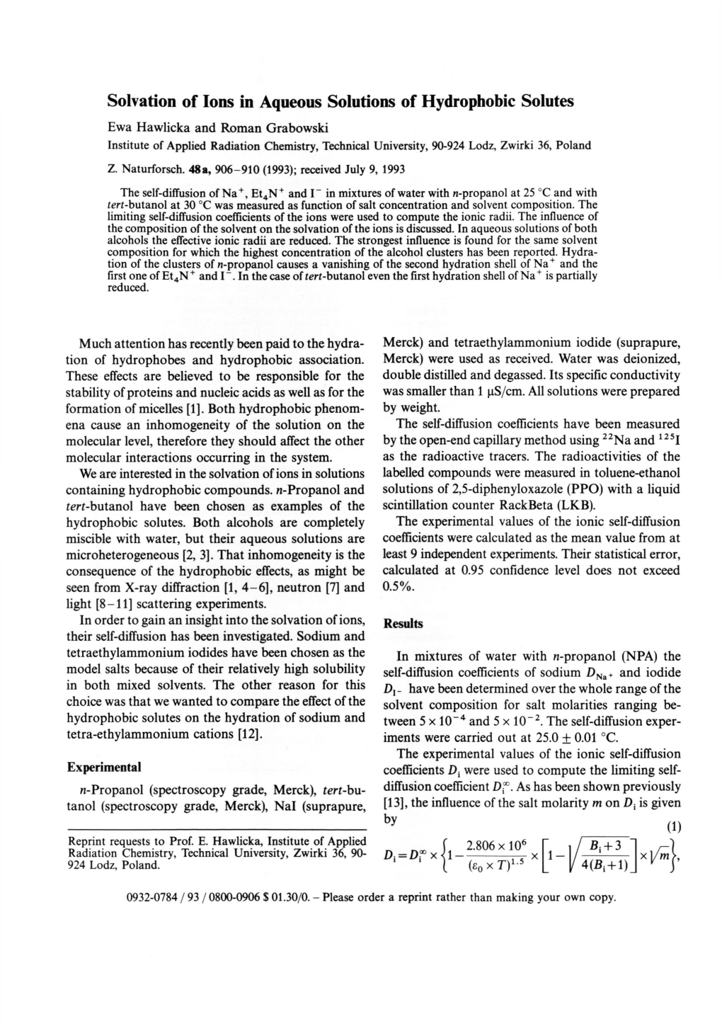 Solvation of Ions in Aqueous Solutions of Hydrophobic Solutes