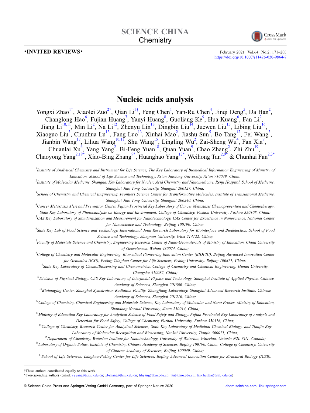 Nucleic Acids Analysis SCIENCE CHINA