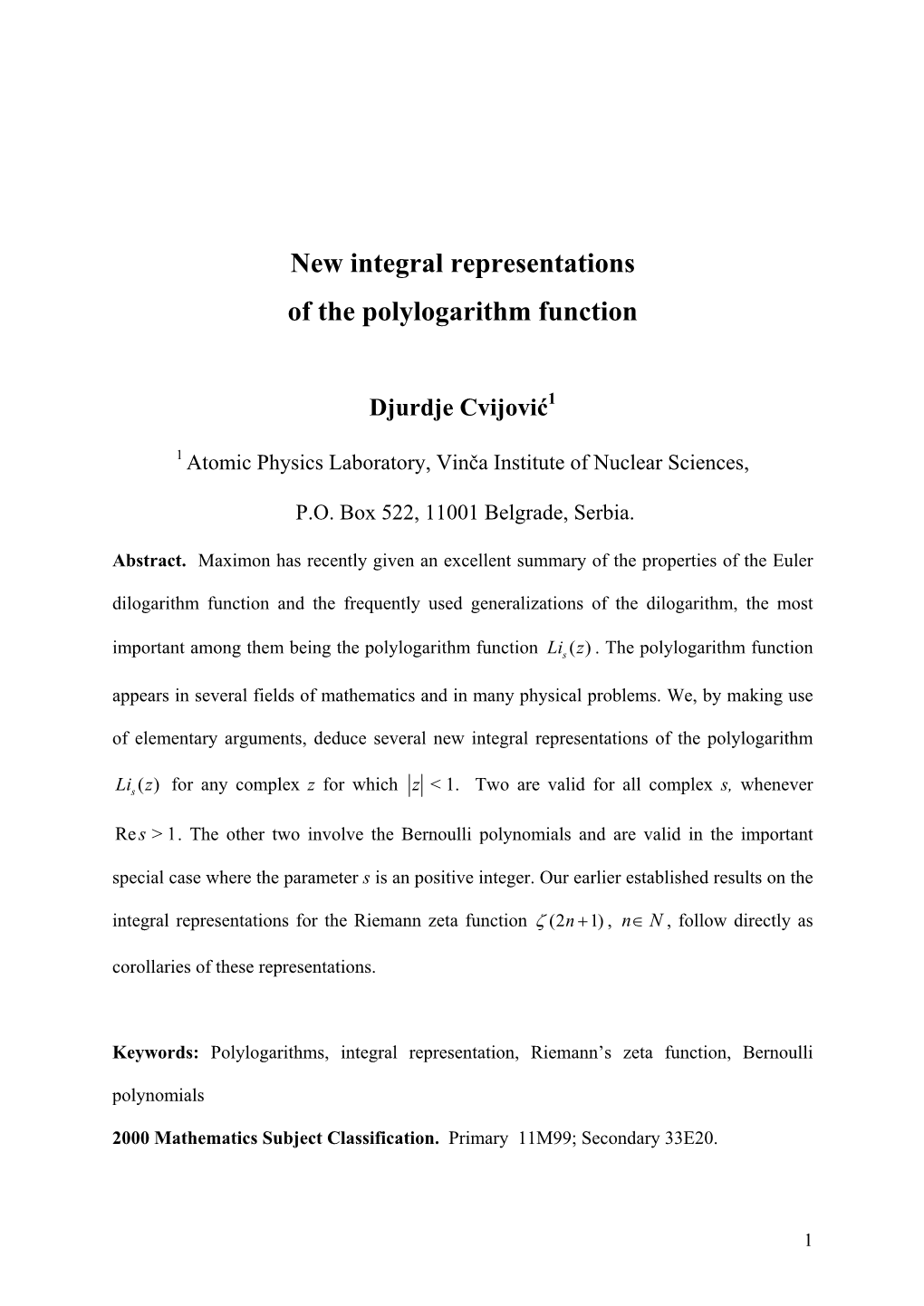 New Integral Representations of the Polylogarithm Function