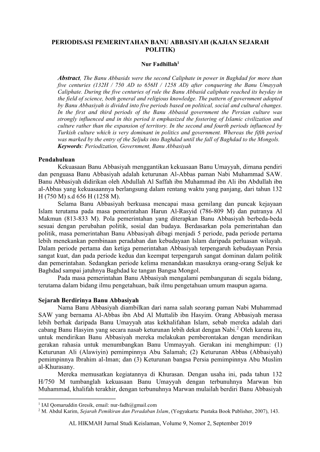 Periodisasi Pemerintahan Banu Abbasiyah (Kajian Sejarah Politik)