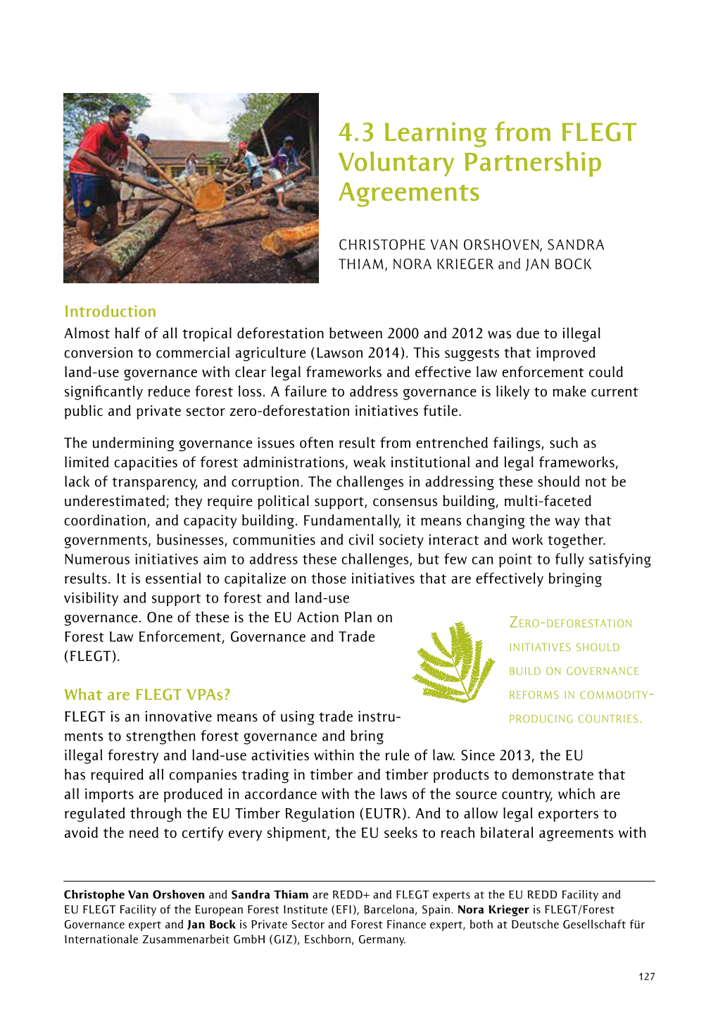 4.3 Learning from FLEGT Voluntary Partnership Agreements