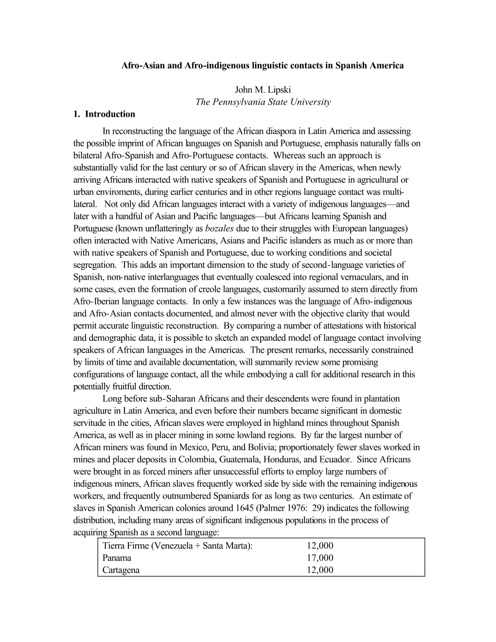 Afro-Asian and Afro-Indigenous Linguistic Contacts in Spanish America