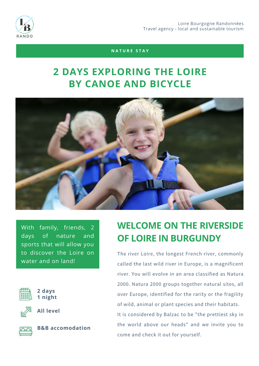 English Natural Stay Two Days Canoe Bike