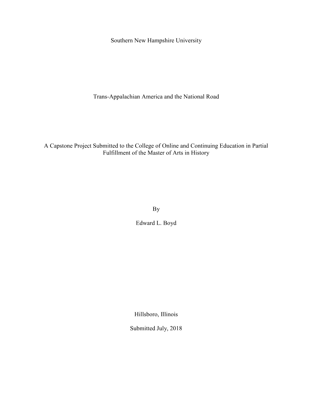 Trans-Appalachian America and the National Road