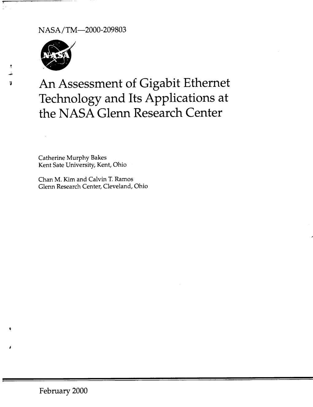 An Assessment of Gigabit Ethernet Technology and Its Applications at the NASA Glenn Research Center