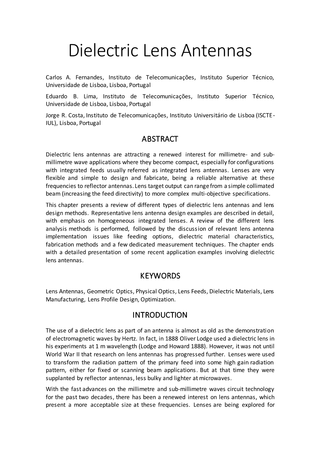 Dielectric Lens Antennas